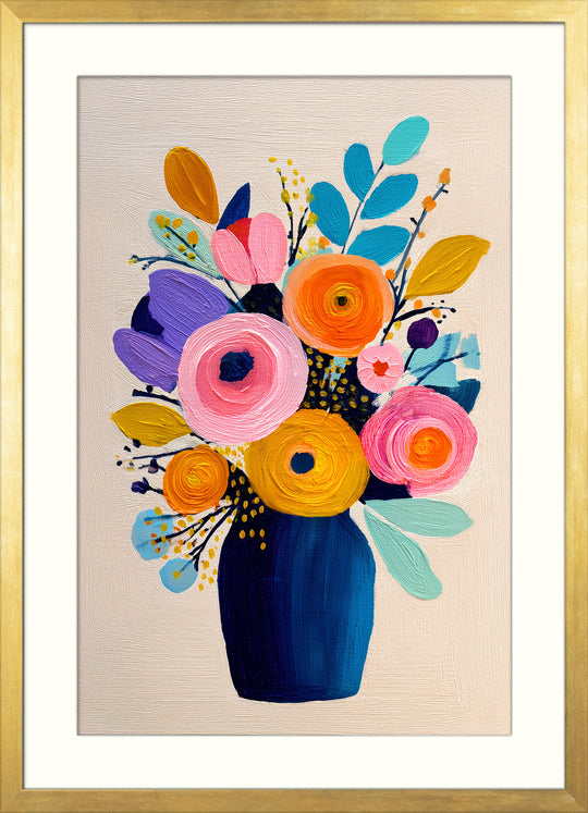Colorful floral wall art print