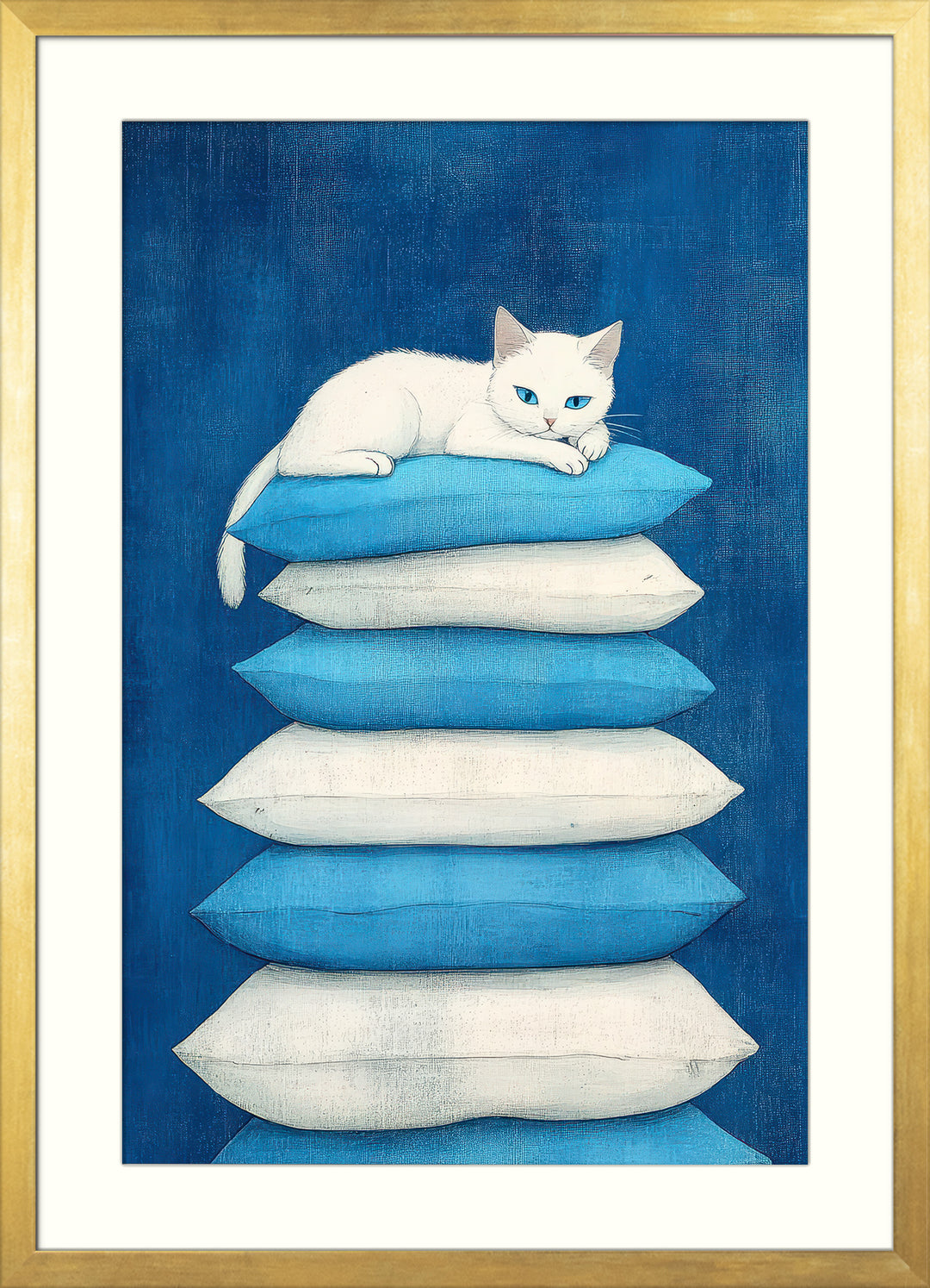White Cat Wall Art Print
