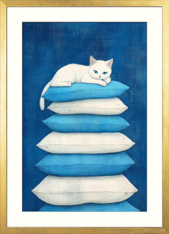 White Cat Wall Art Print