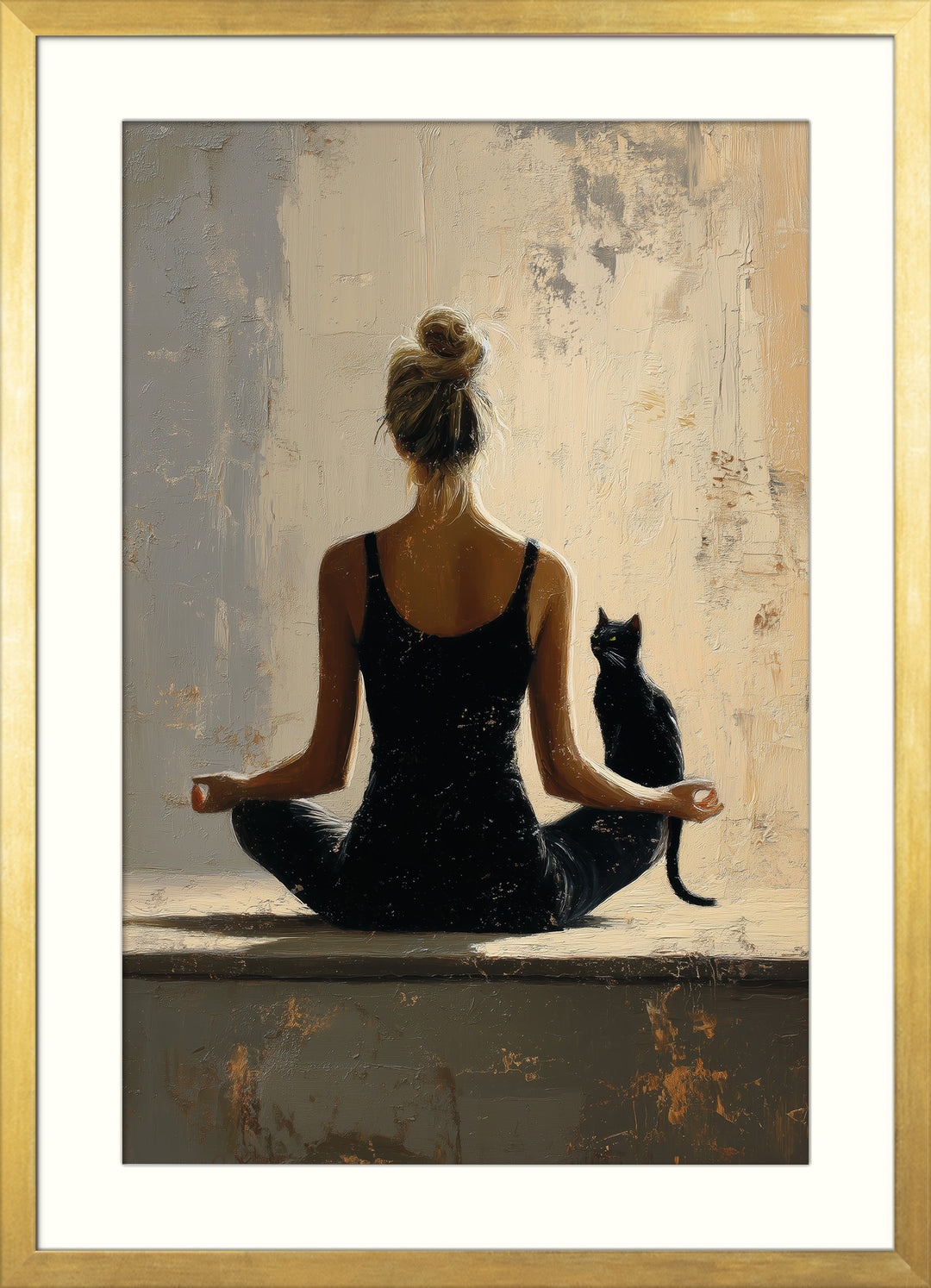 Yoga and black cat artwork