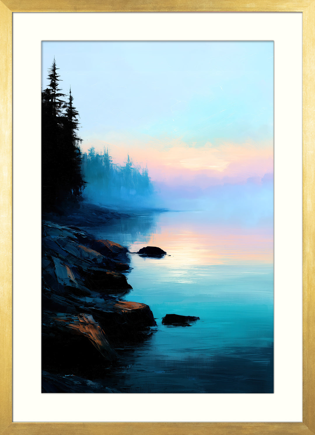 Misty Lake Wall Art Print