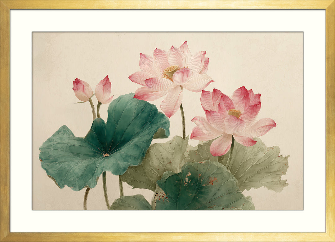 Pink lotus flower wall art print