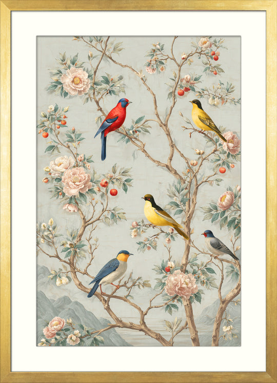 Birds Floral Wall Art Print