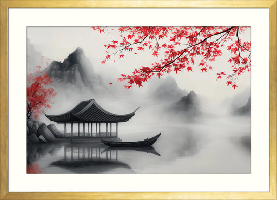 Red Maple Lake Wall Art Print