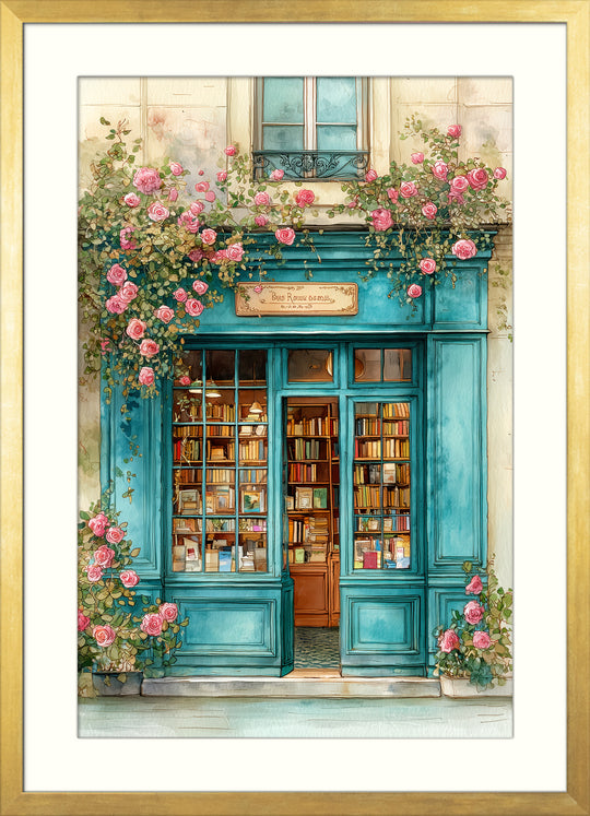 Paris bookshop wall art print
