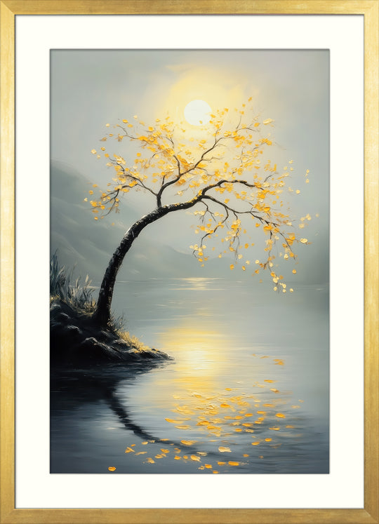 Golden Tree Lake Wall Art Print