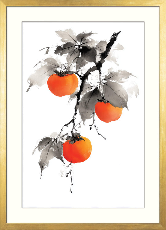 Sumi-e Persimmons on Branch