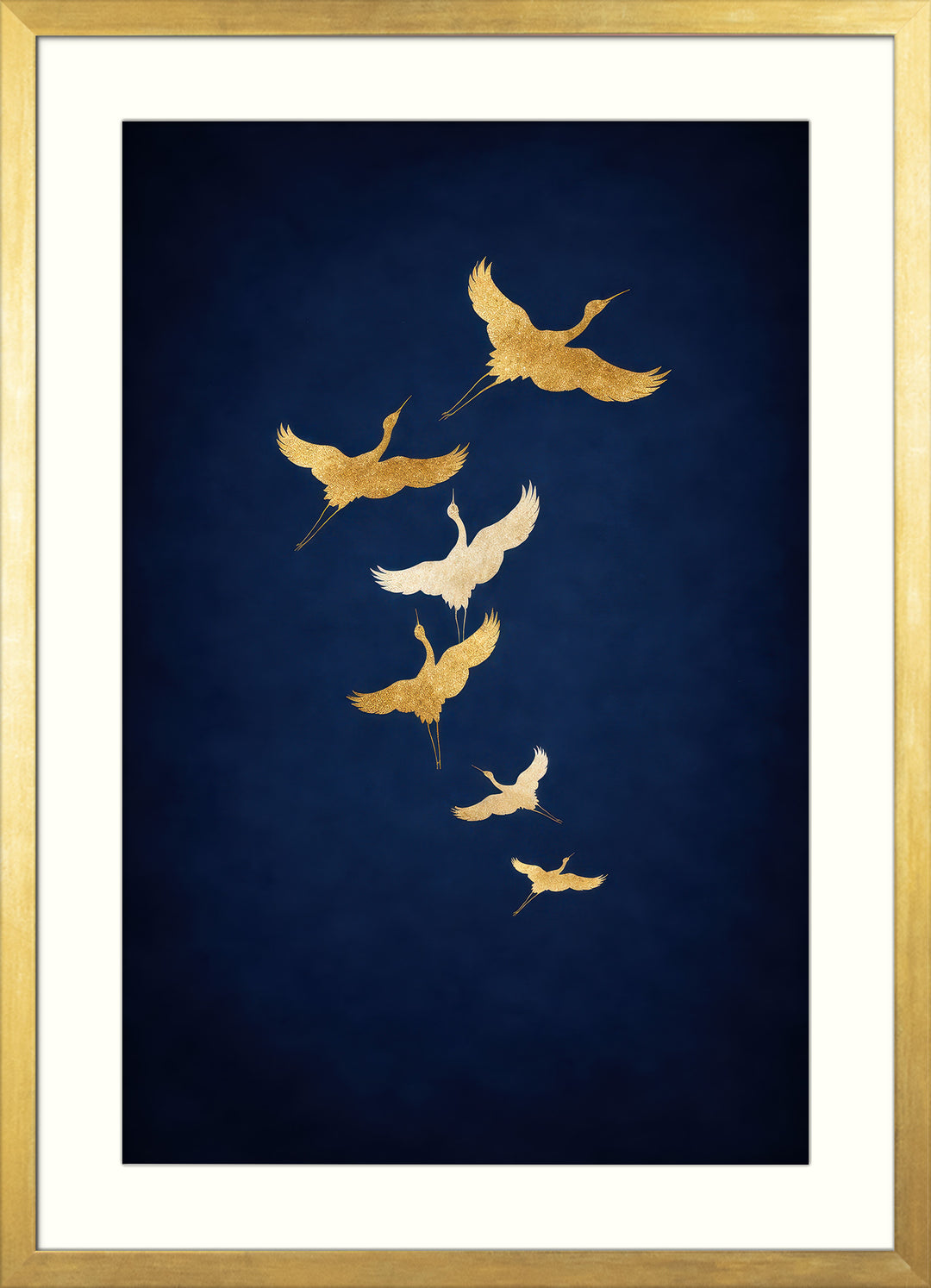 Gold Crane Wall Art Prints Set of 3