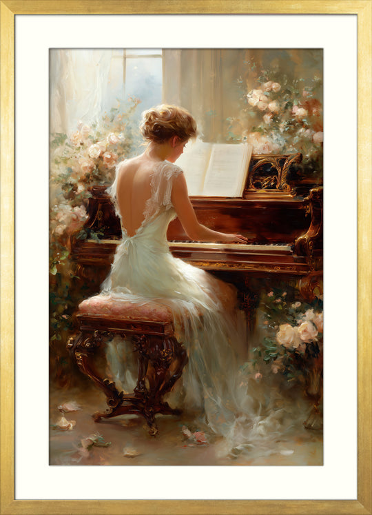 Woman Piano Art Print
