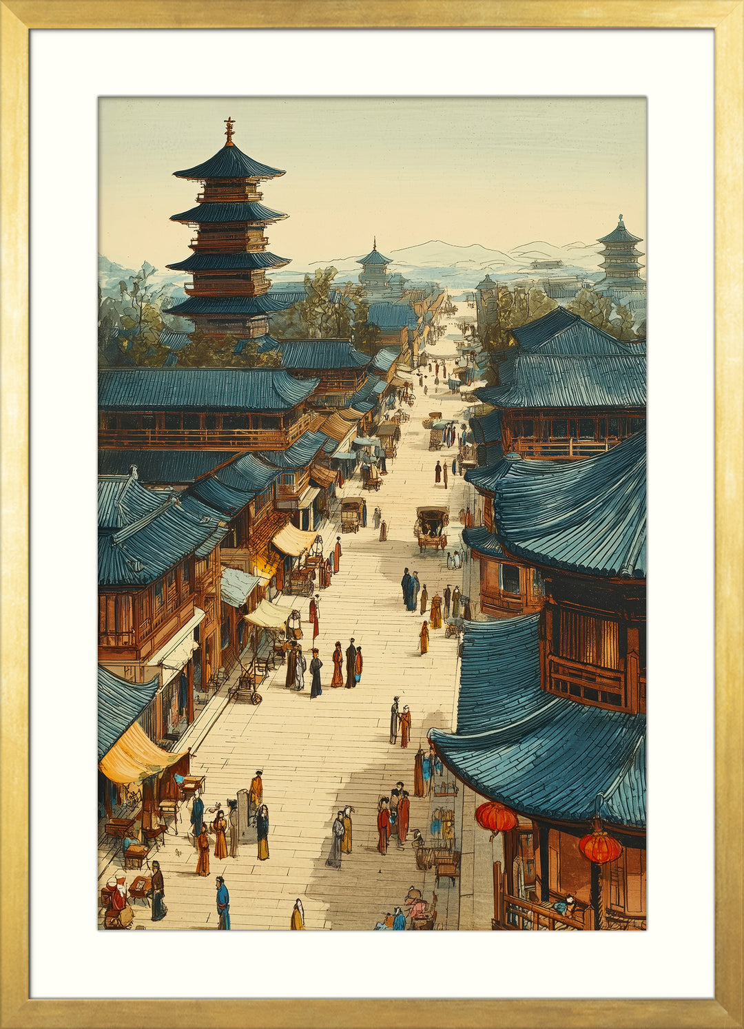 Japanese City Street Wall Art Print