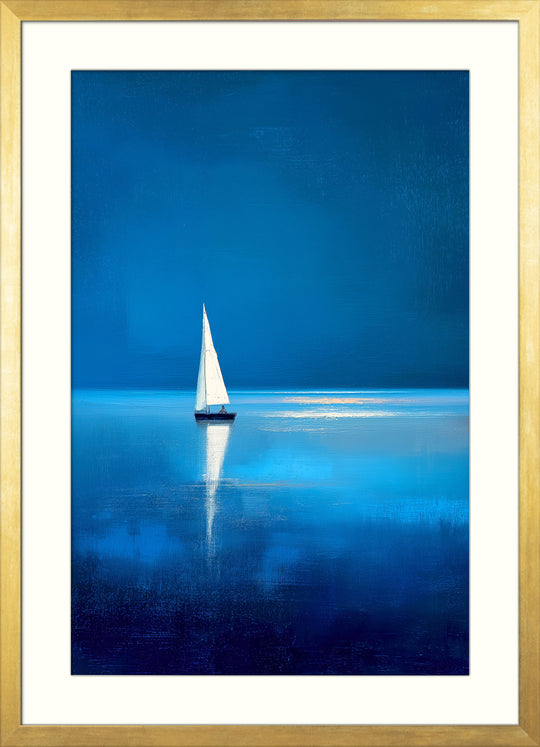 Blue Sailboat Art Print