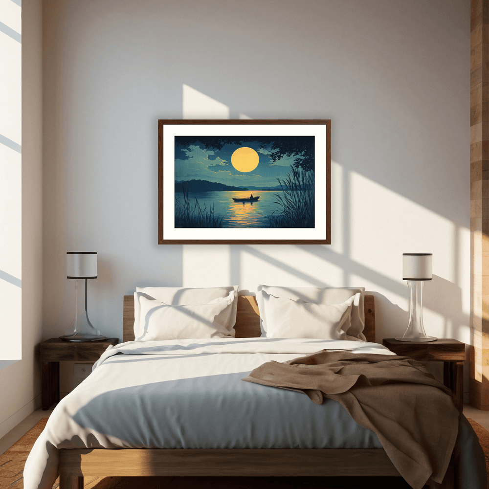 Japanese Moonlight Lake Print