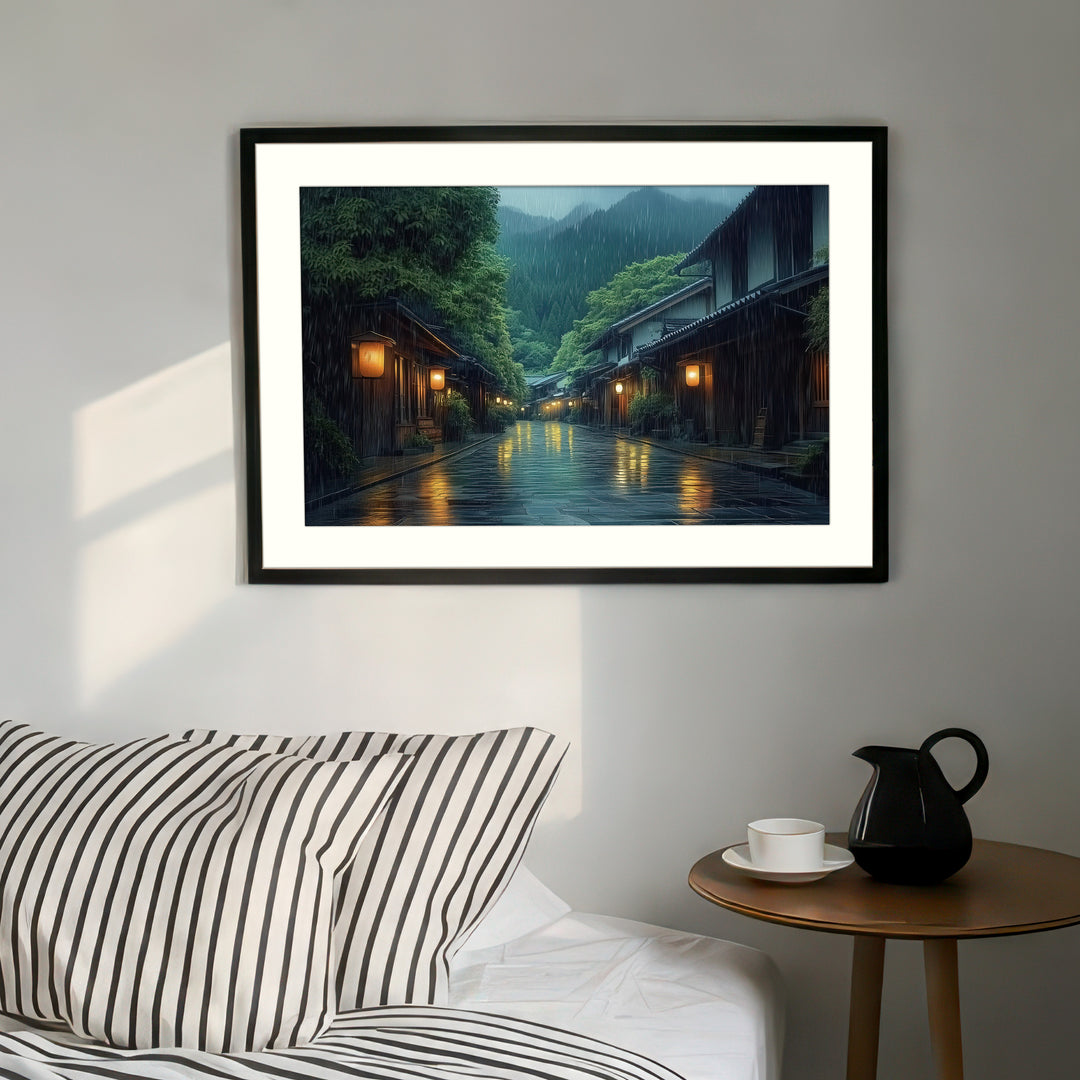Japanese Rainy Night Wall Art