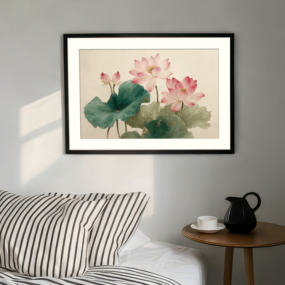 Pink lotus flower wall art print