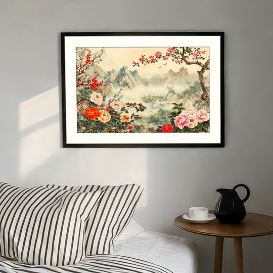 Mountain with Peonies