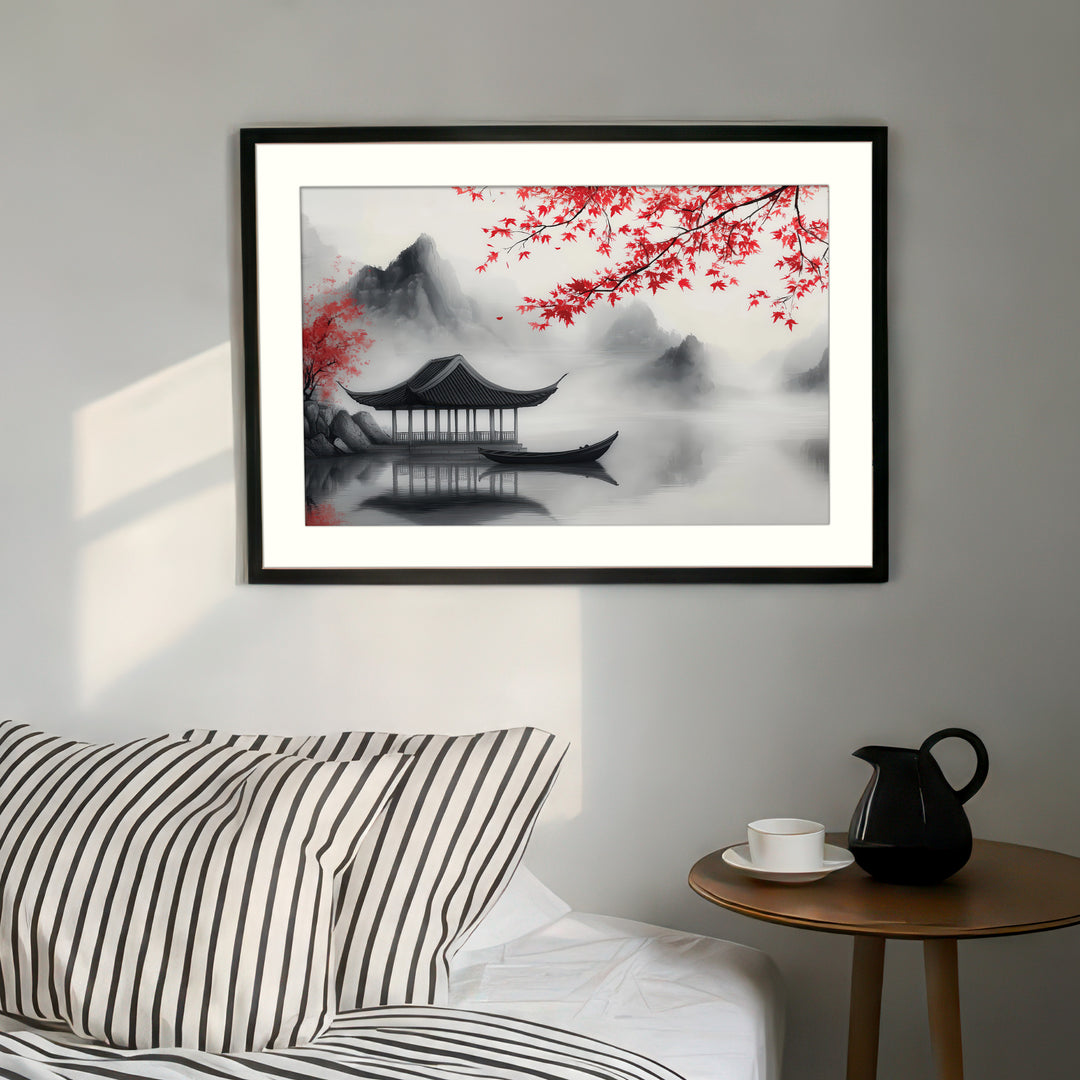 Red Maple Lake Wall Art Print