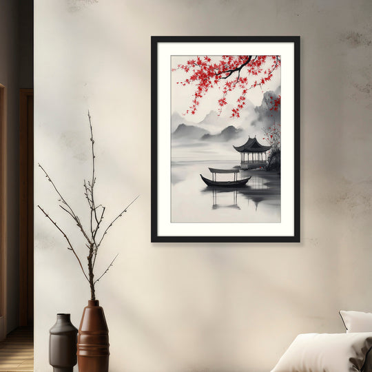 Asian Lake Pavilion Wall Art Print