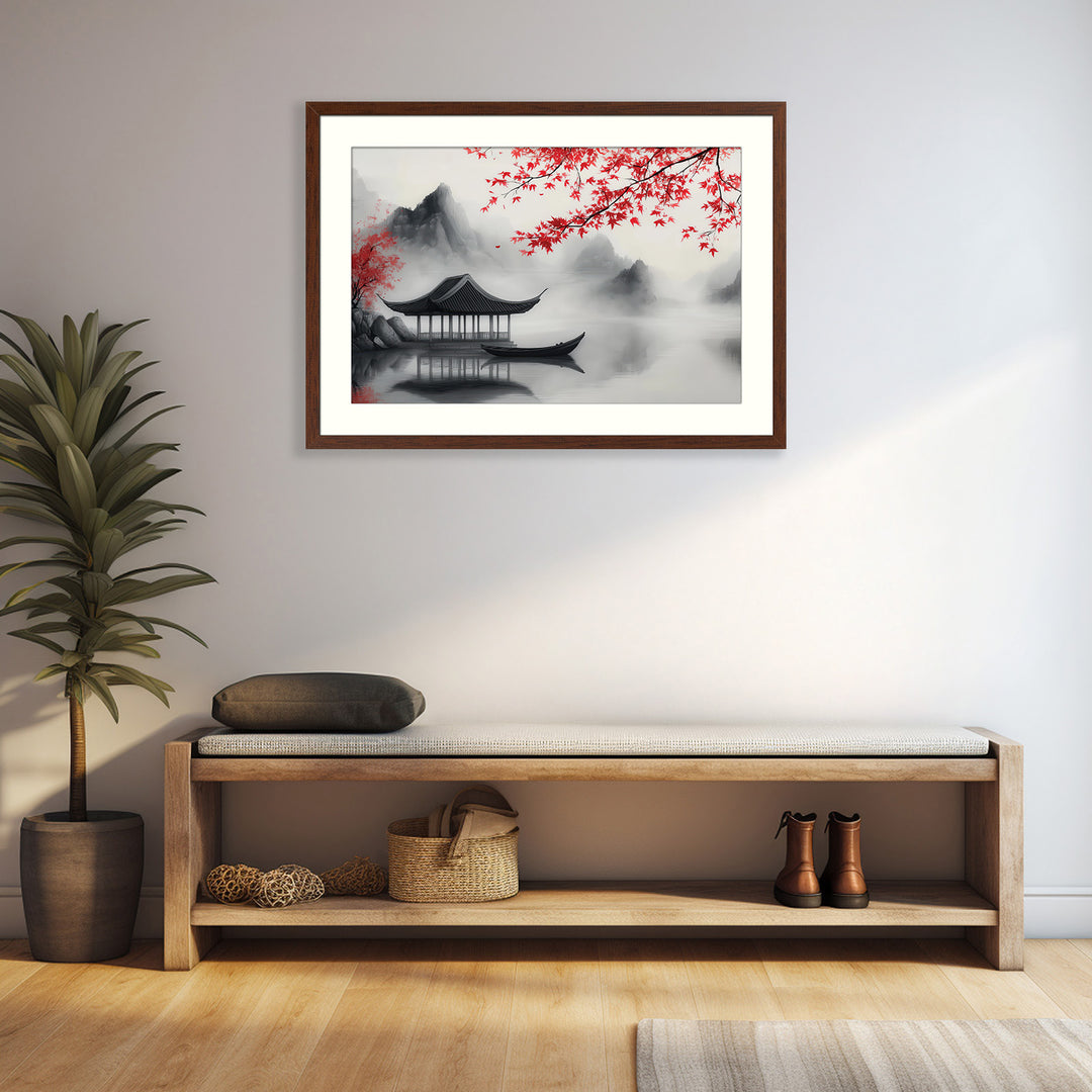 Red Maple Lake Wall Art Print