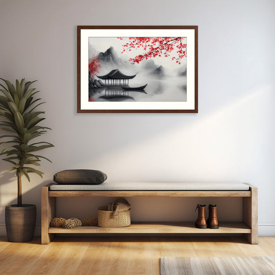 Red Maple Lake Wall Art Print