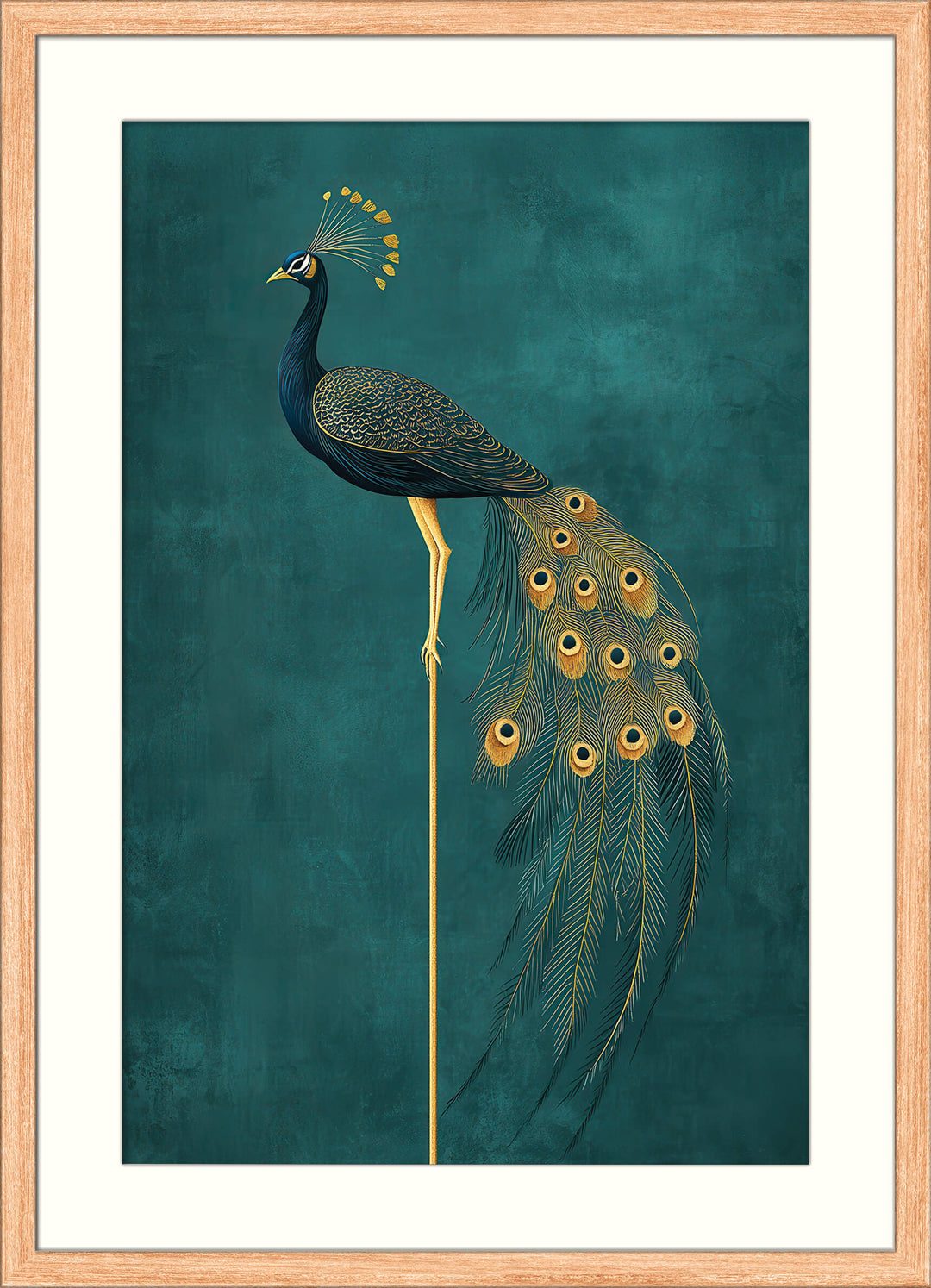 Golden Peacock on Teal