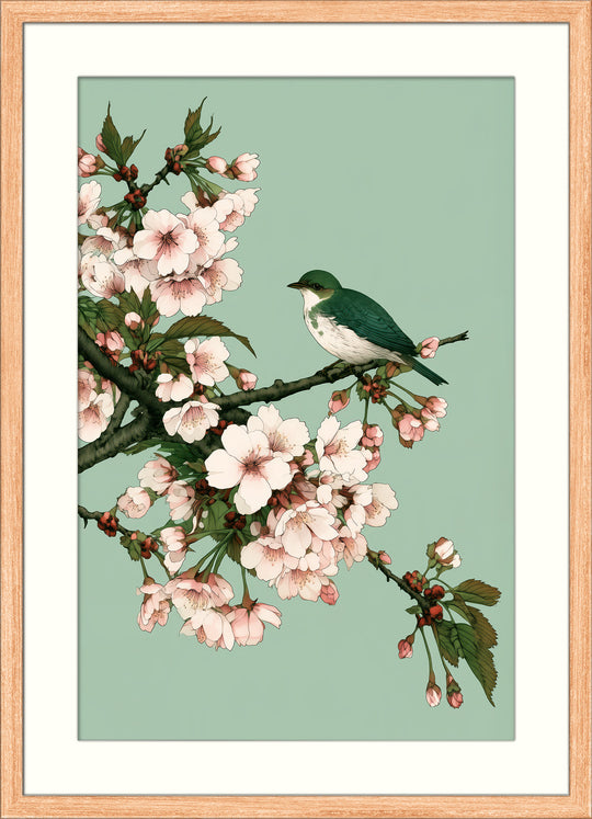 Cherry Blossom Bird Art Print