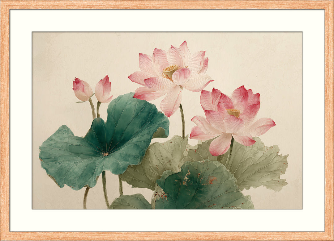 Pink lotus flower wall art print