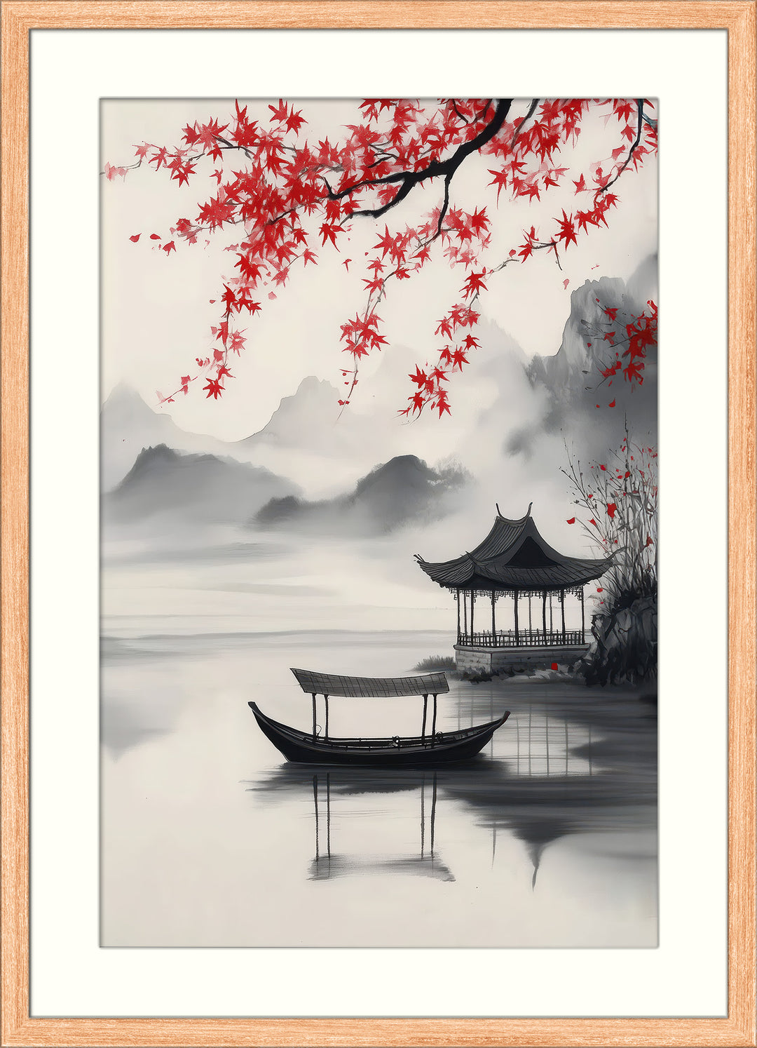 Asian Lake Pavilion Wall Art Print