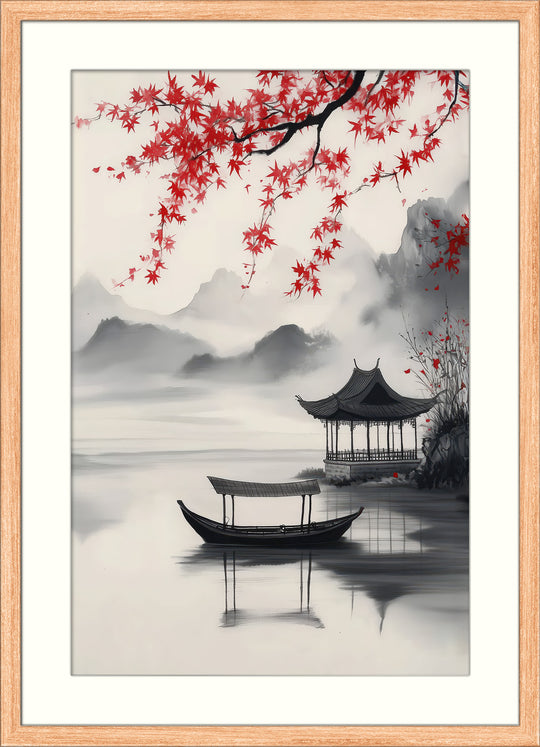 Asian Lake Pavilion Wall Art Print
