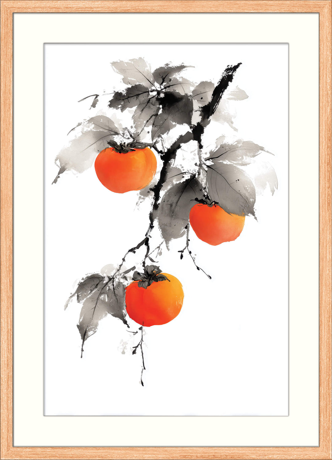 Sumi-e Persimmons on Branch