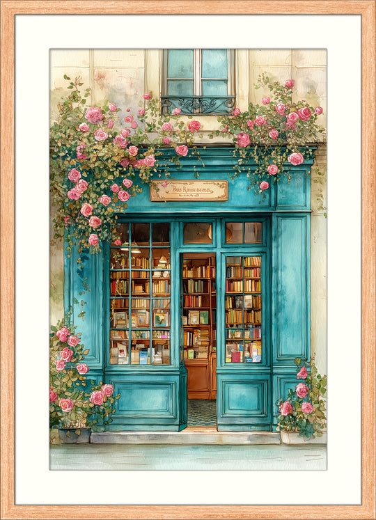 Paris bookshop wall art print