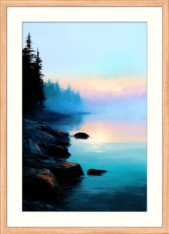 Misty Lake Wall Art Print