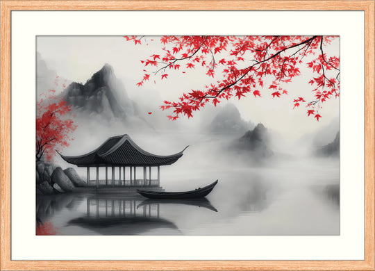 Red Maple Lake Wall Art Print