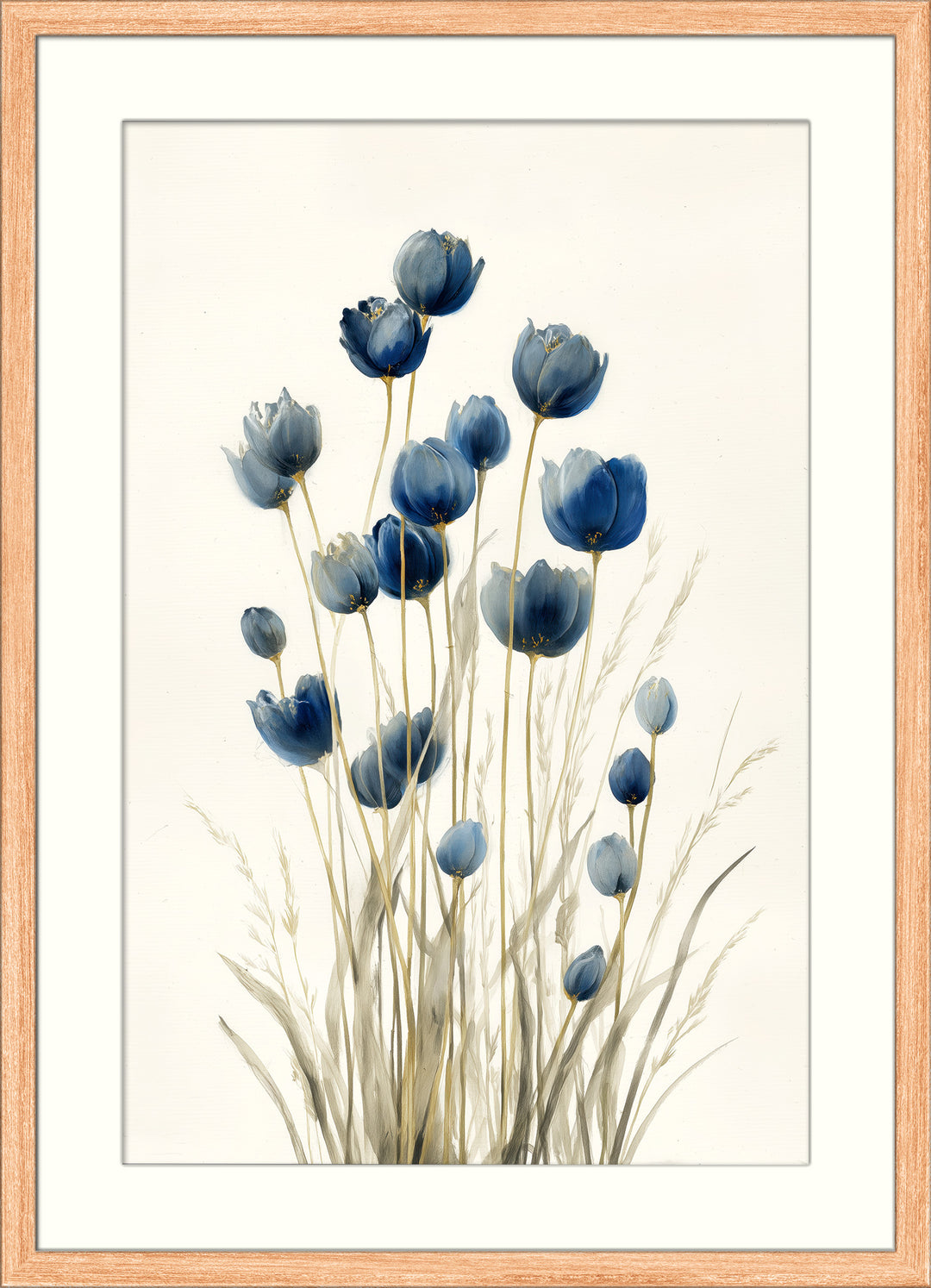 Blue Wildflower Art Print: Botanical Stems