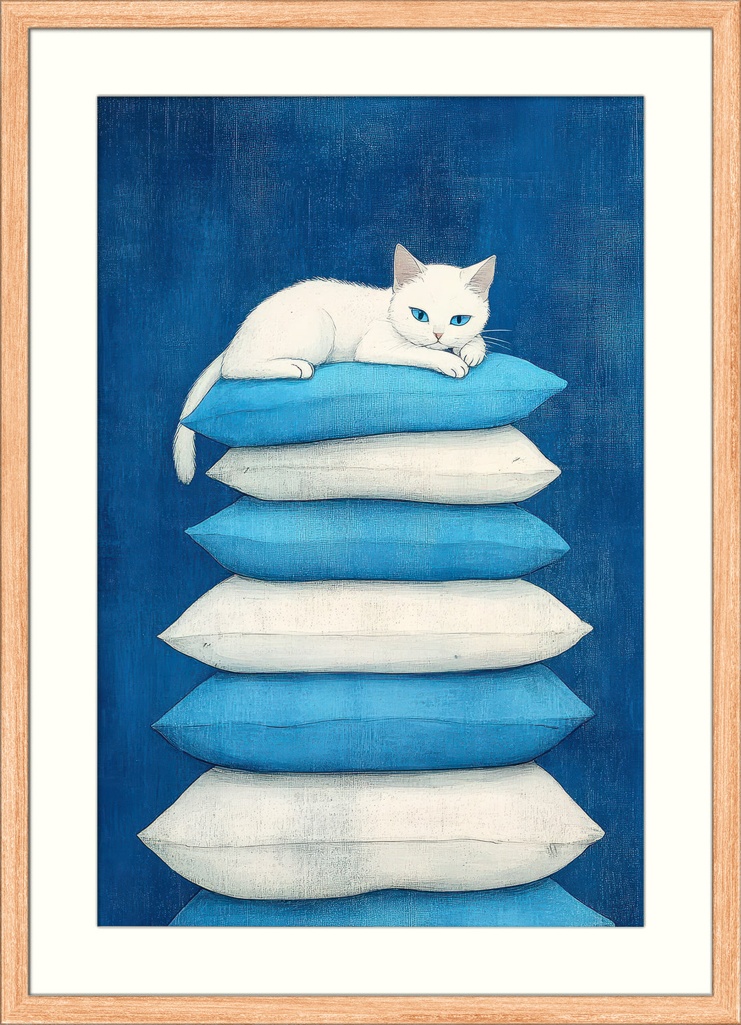 White Cat Wall Art Print