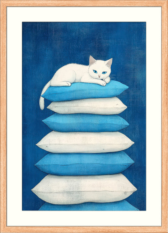 White Cat Wall Art Print