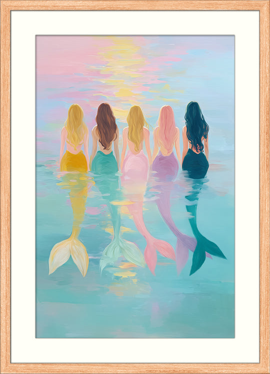 Pastel mermaid wall art print