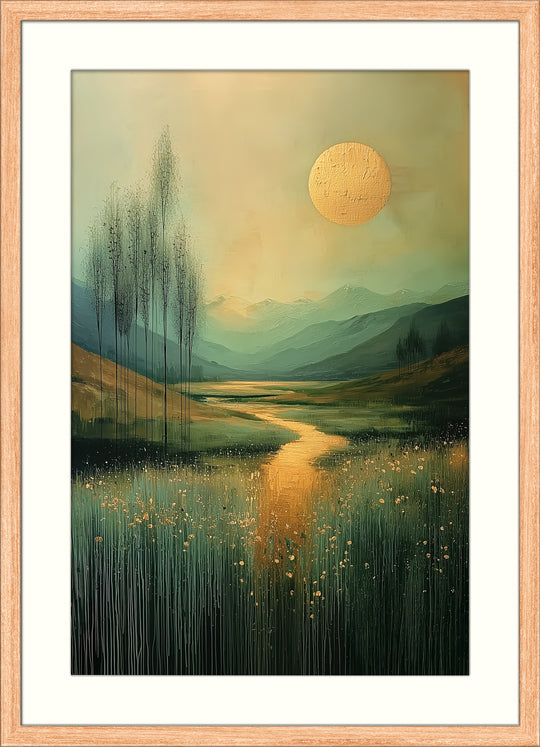 Golden Sun Landscape Wall Art Print