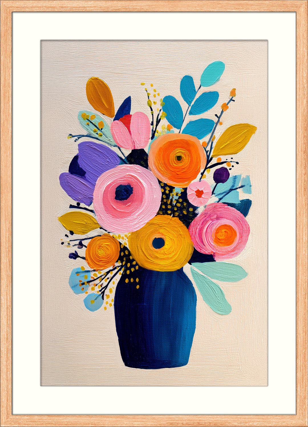 Colorful floral wall art print