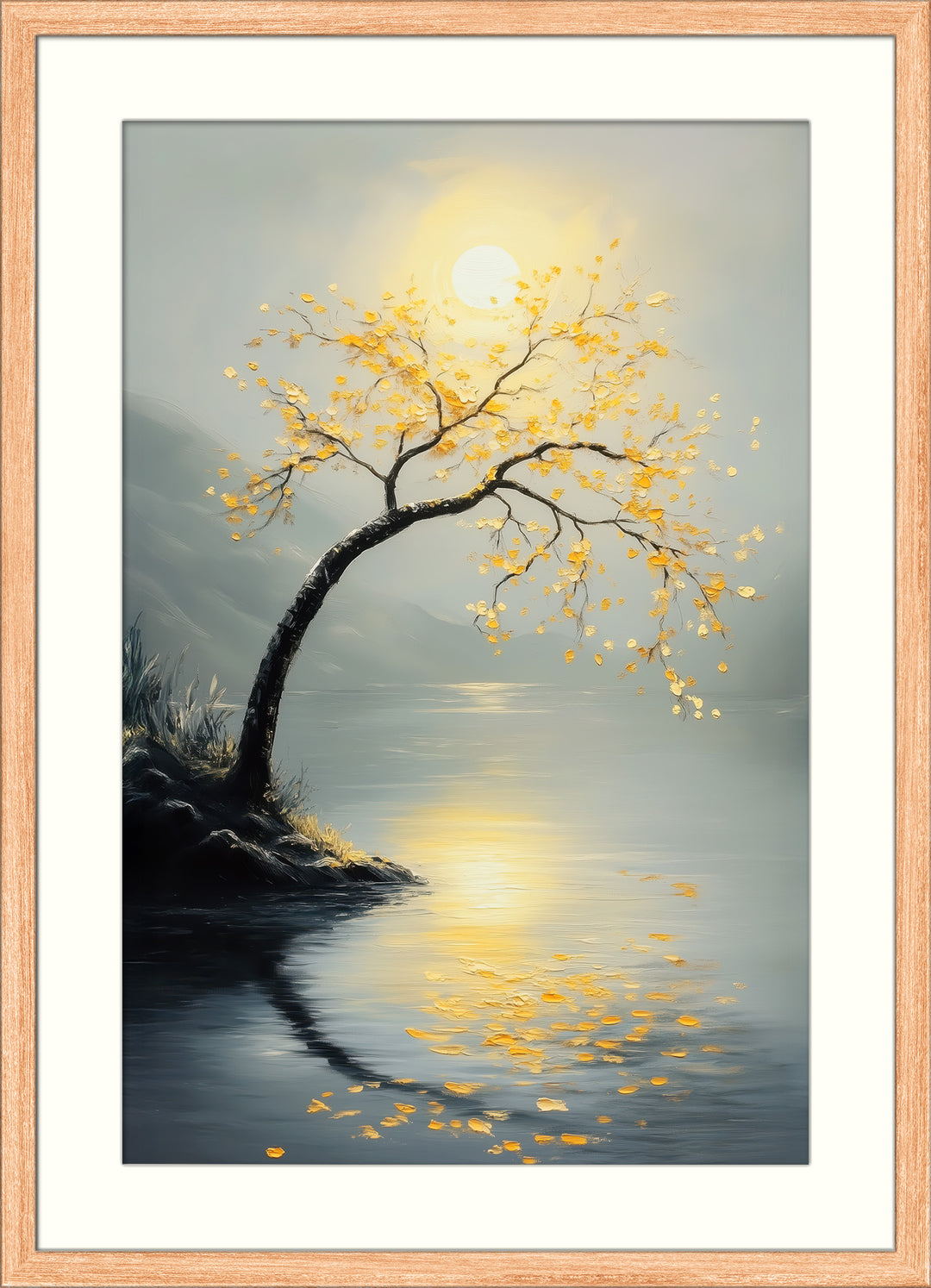 Golden Tree Lake Wall Art Print