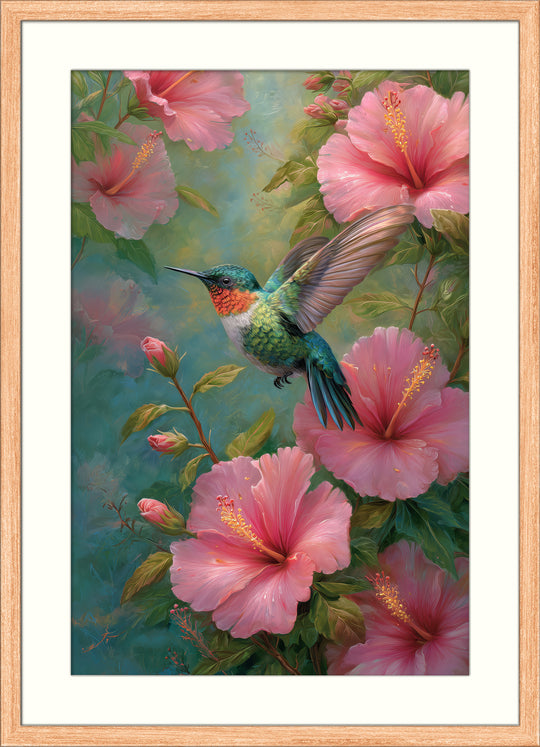 Hummingbird Floral Wall Art Print