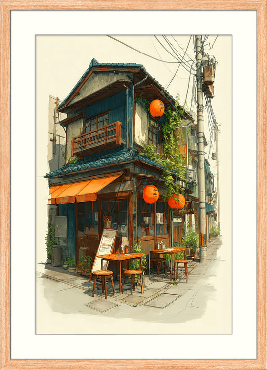 Japanese Street Cafe Wall Art Print