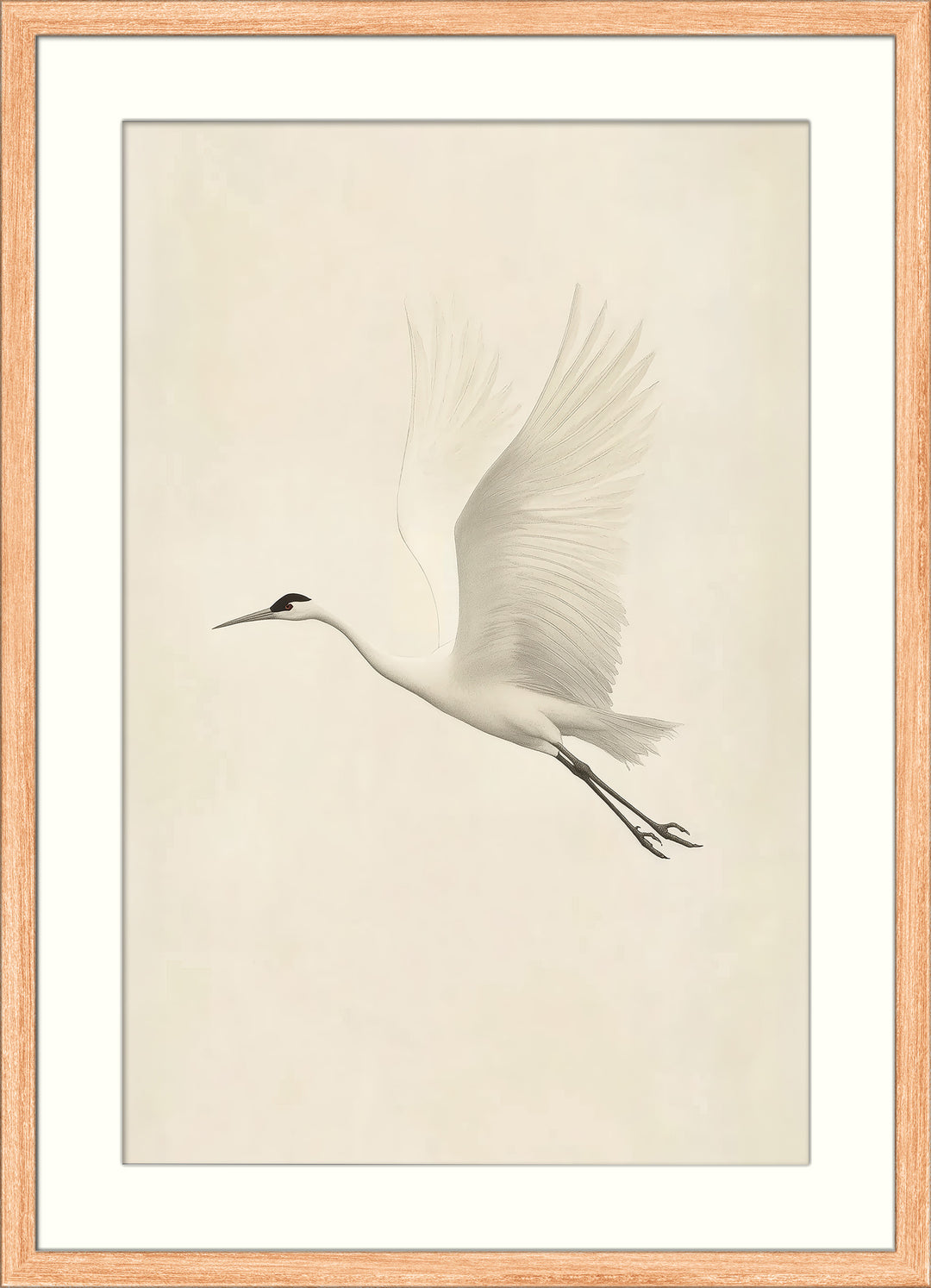Flying White Crane Wall Art Print