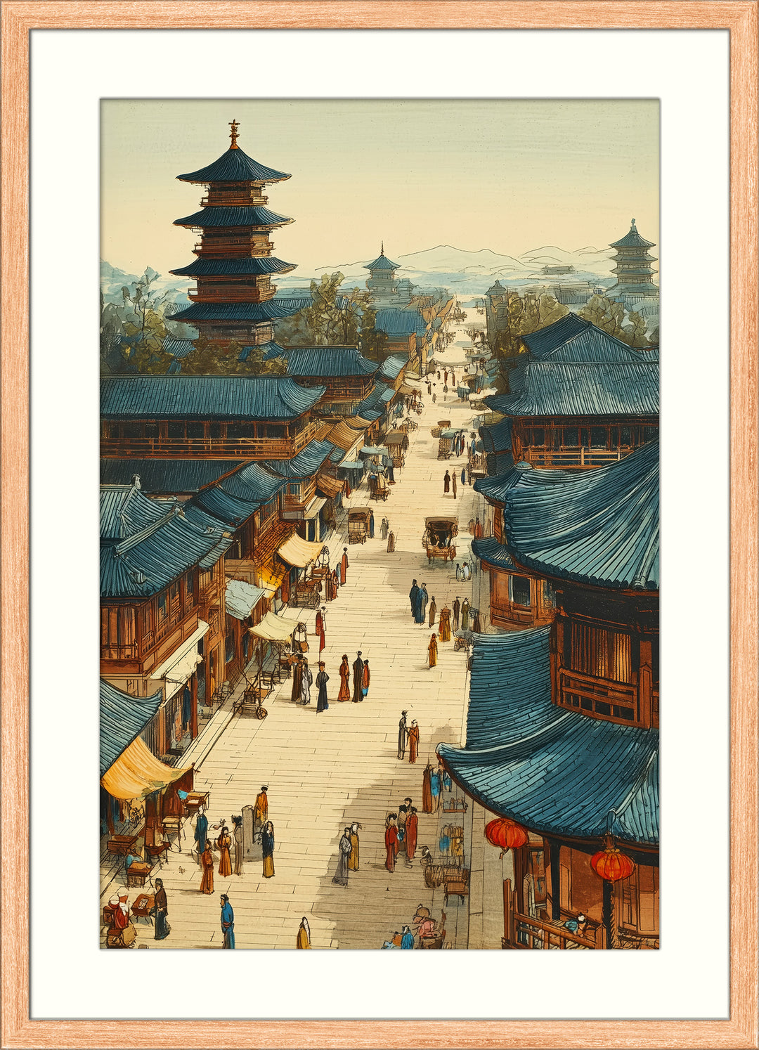 Japanese City Street Wall Art Print