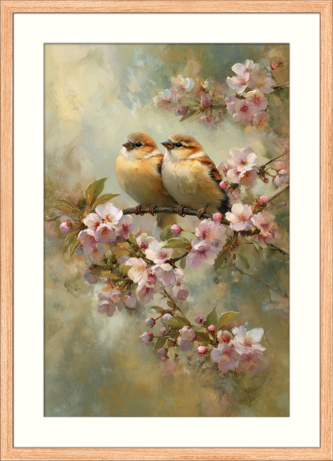 Birds on Blossom Branch Wall Art Print