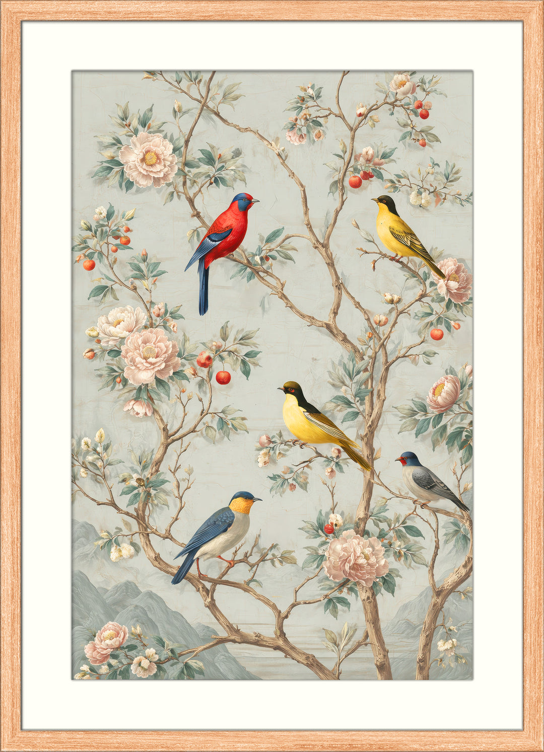 Birds Floral Wall Art Print