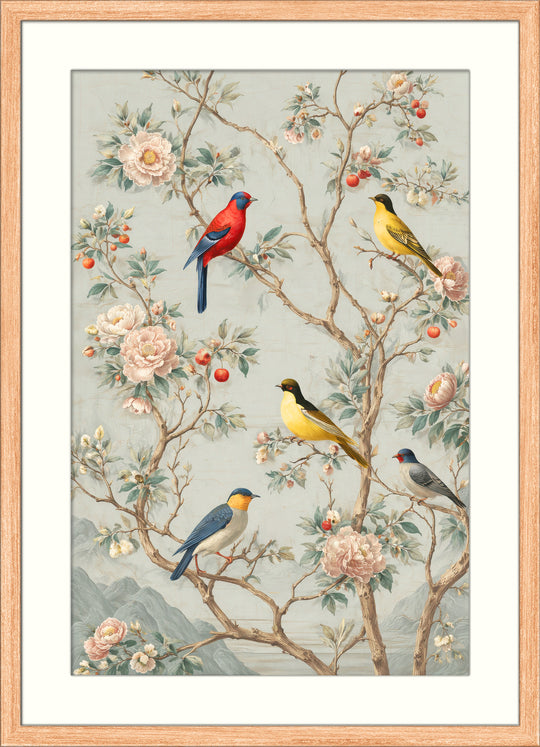 Birds Floral Wall Art Print