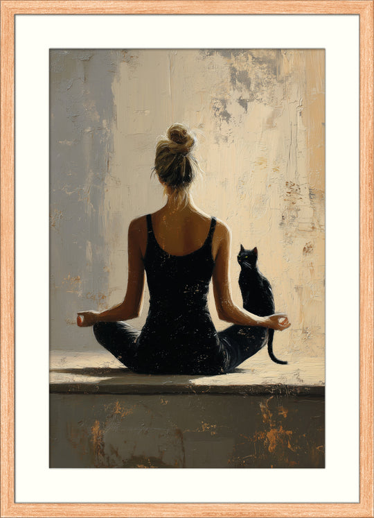 Yoga and black cat artwork