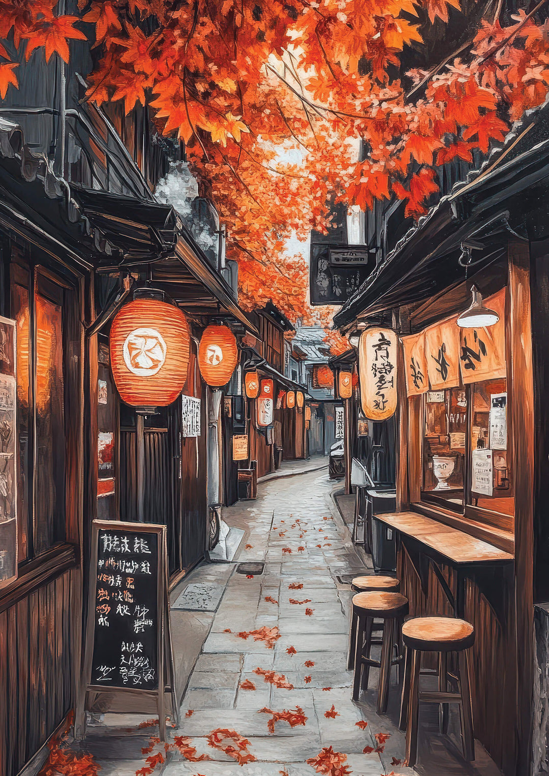 Autumn Lantern Alley in Kyoto