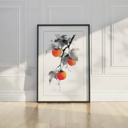 Sumi-e Persimmons on Branch