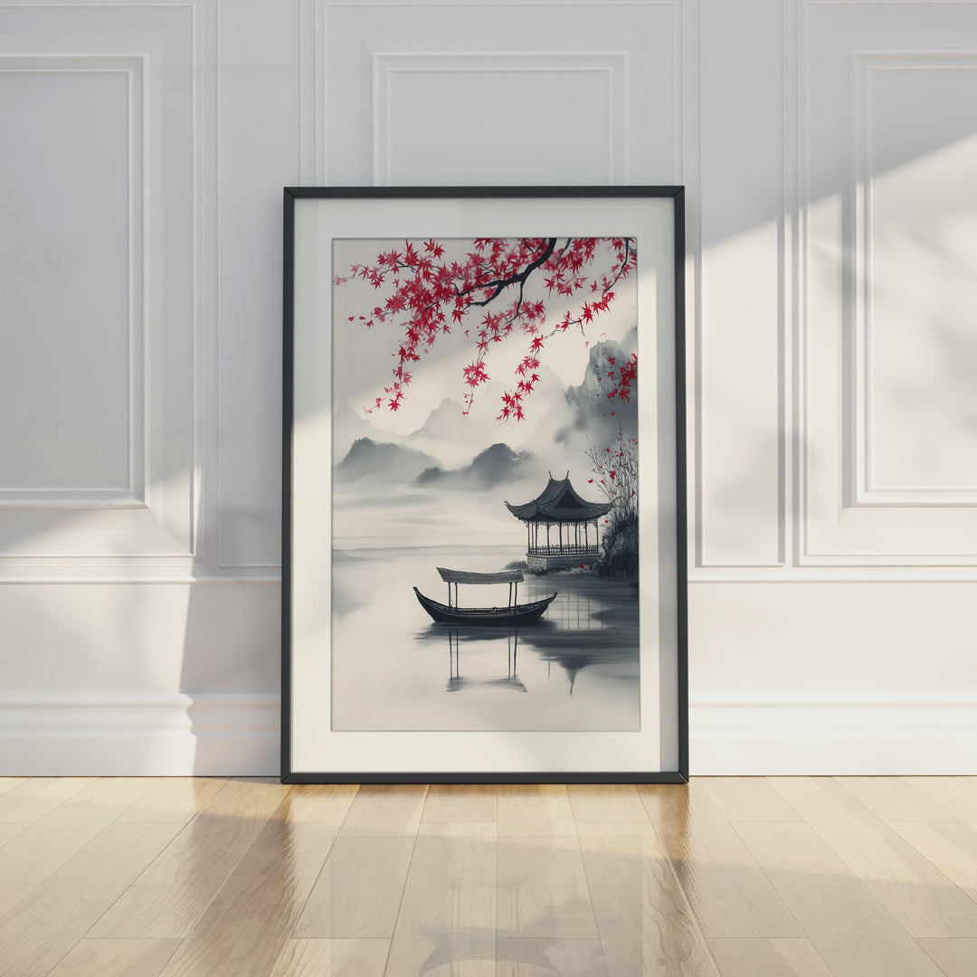 Asian Lake Pavilion Wall Art Print
